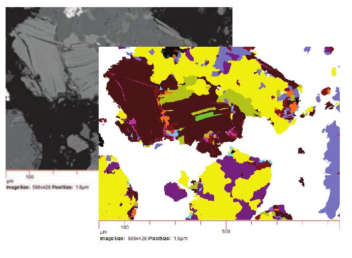 Imagem BSE e mapa classificado no AMICS Process